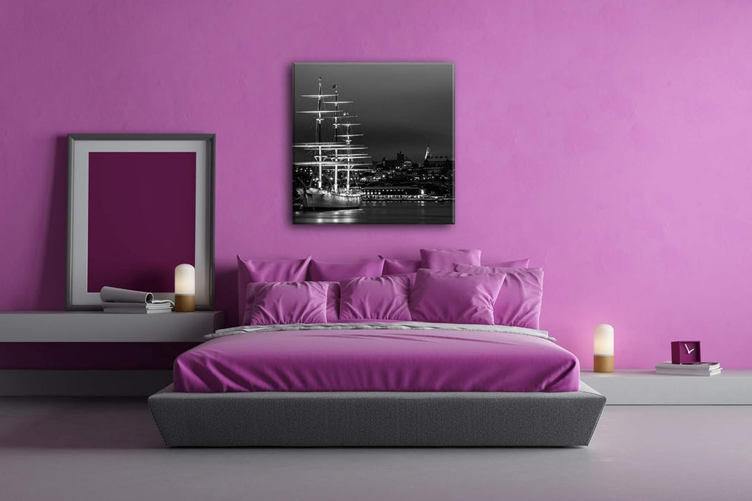 deyoli Segelboote im Hafen von Stockholm Format: 70x70 Effekt: Schwarz&Weiss als Leinwandbild, Motiv