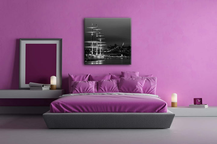 deyoli Segelboote im Hafen von Stockholm Format: 70x70 Effekt: Schwarz&Weiss als Leinwandbild, Motiv