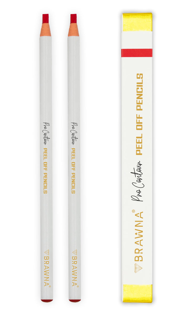 BRAWNA Pro Contour Peel-Off Stift für Augenbrauen- und Lippen-Mapping – Set mit 2 Stück – Rot – PMU