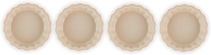 Le Creuset 4er-Set Tarteförmchen aus Steinzeug, Je 200 ml/ Ø 11 cm, Ofenrot, 91017411090000, Ofenrot