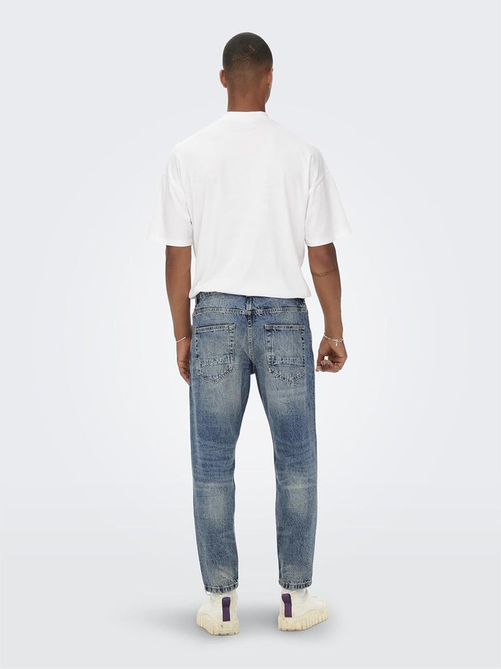 ONLY & SONS Crop Distressed Jeans 29 Blue Denim, 29 Blue Denim
