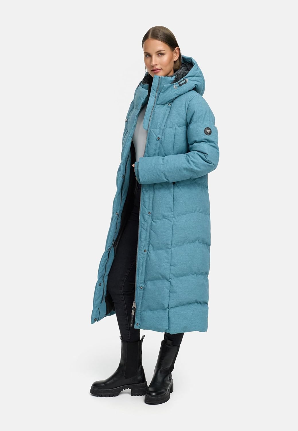 Ragwear Damen atmungsaktiver Wintermantel Warmer wasserdichter Steppmantel lang mit Kapuze Pavla Lon