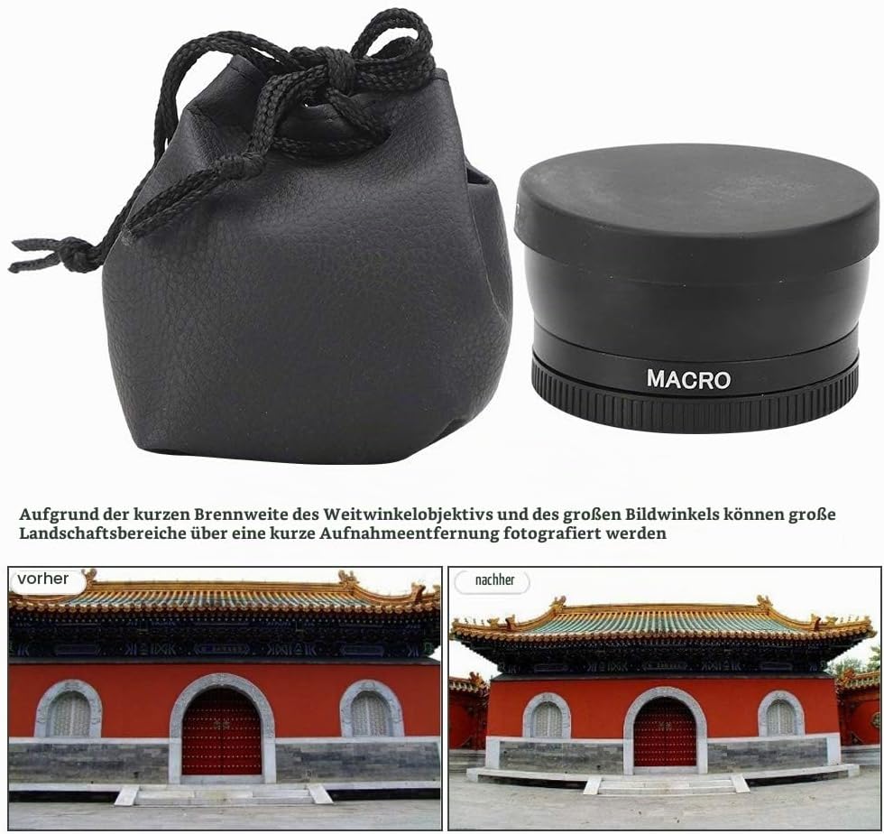 58mm Kamera Weitwinkelobjektiv, 0,45X Weitwinkel Makroobjektiv Universal für Canon für Nikon für Son