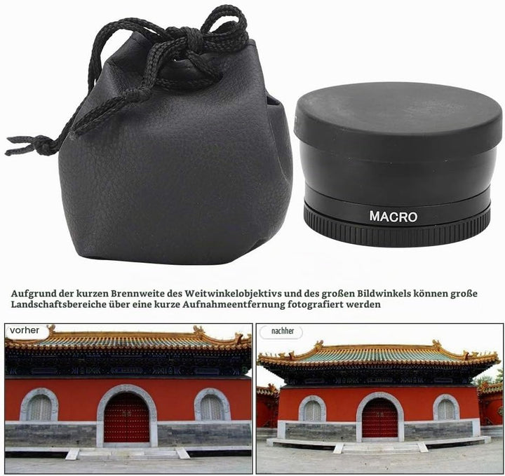 58mm Kamera Weitwinkelobjektiv, 0,45X Weitwinkel Makroobjektiv Universal für Canon für Nikon für Son