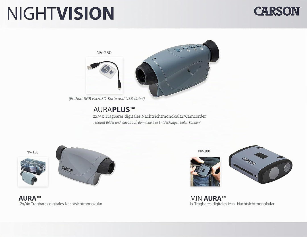 Carson MiniAura kompaktes Digital-Nachtsichtgerät (NV-200), Mini Aura (1x) MiniAura (NV-200), MiniAu