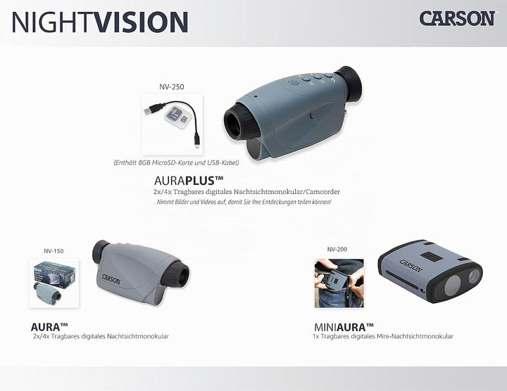 Carson MiniAura kompaktes Digital-Nachtsichtgerät (NV-200), Mini Aura (1x) MiniAura (NV-200), MiniAu