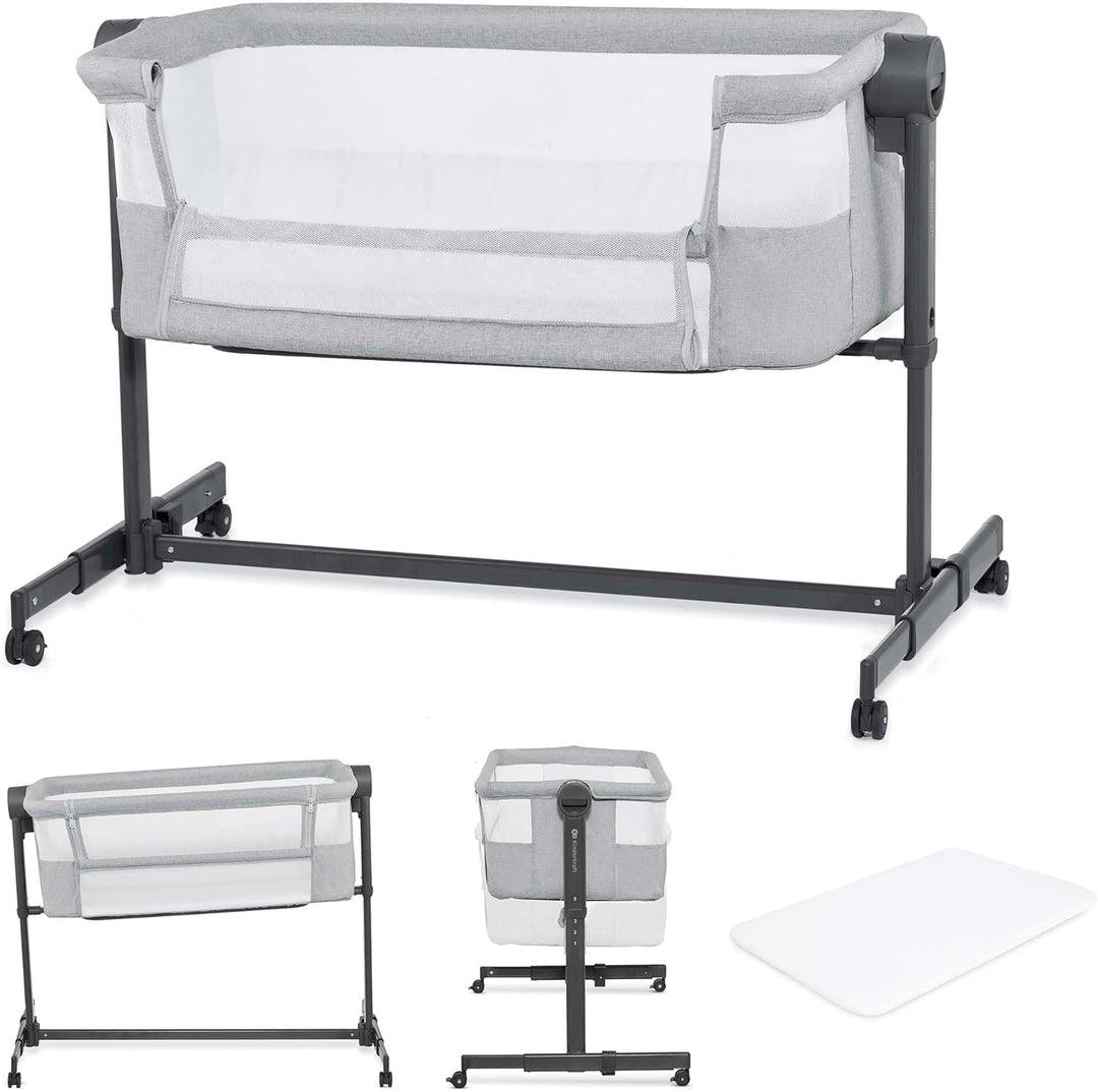Kinderkraft NESTEE UP 2 Beistellbett 2 in 1, Kinderreisebett mit Matratze Laken, 5-stufige Matratzen