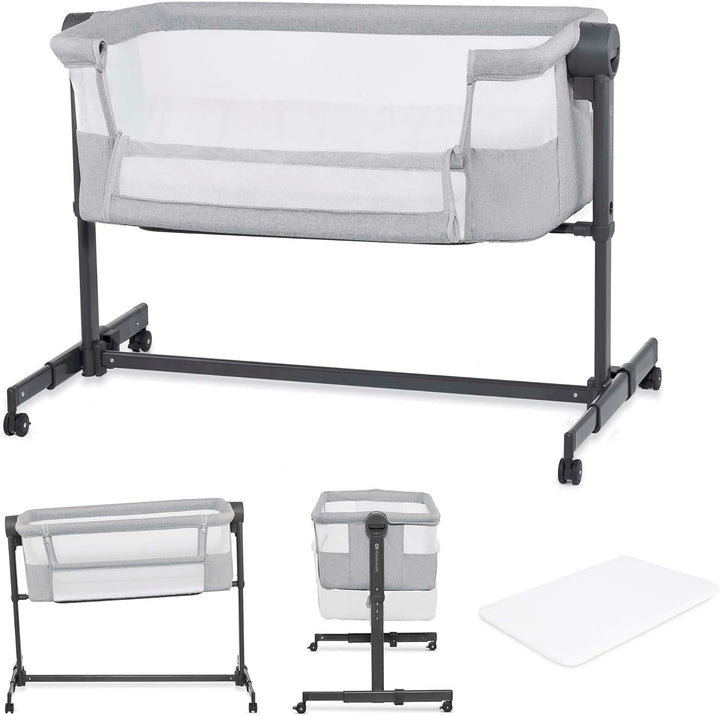 Kinderkraft NESTEE UP 2 Beistellbett 2 in 1, Kinderreisebett mit Matratze Laken, 5-stufige Matratzen