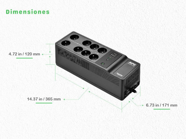 USV APC für Zuhause, 500 VA USV Notfall Akku mit AVR, (1) USB-Ladeanschluss, Back-UPS USV USV BE500G