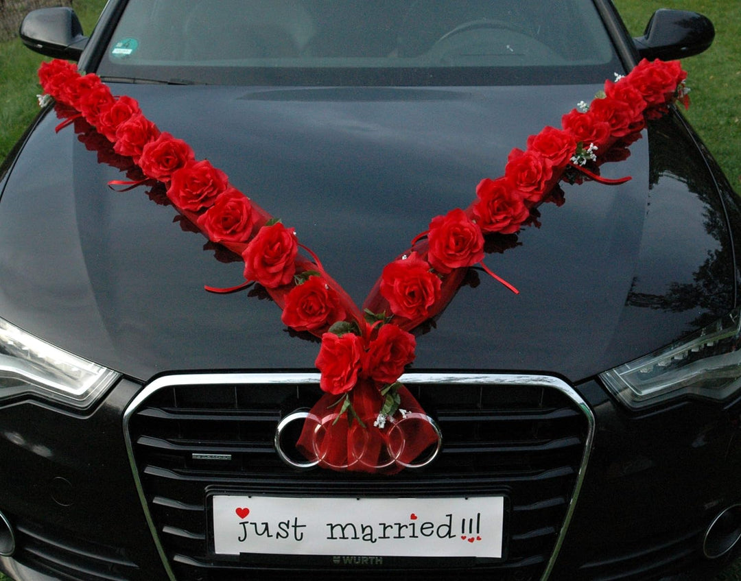 Rosen Girlande Braut Paar Rose Deko Dekoration Autoschmuck Hochzeit Car Auto Wedding ®Auto-schmuck D