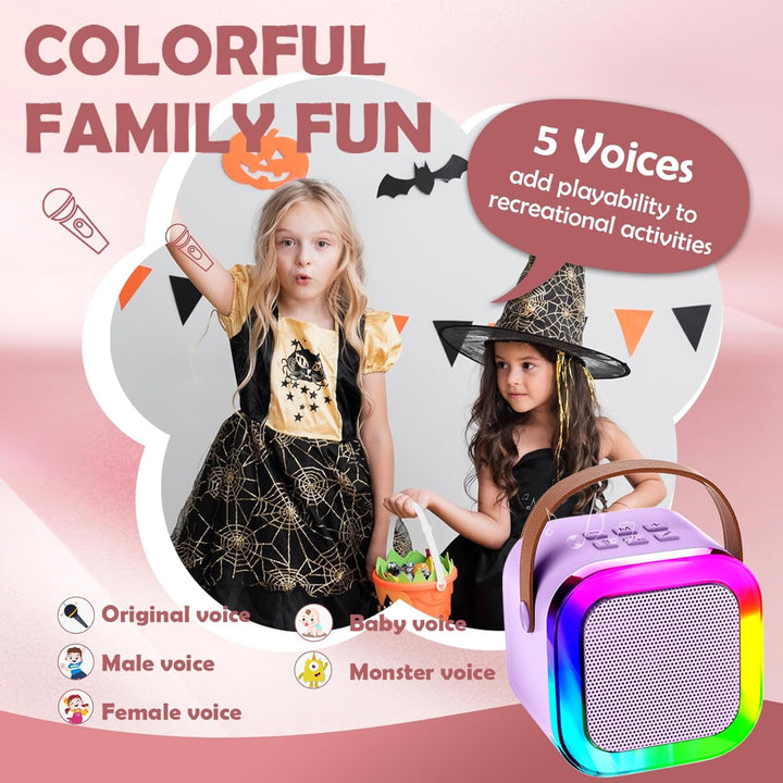 Karaoke-Maschine für Kinder, tragbarer Lautsprecher violett 2-Mic, violett 2-Mic
