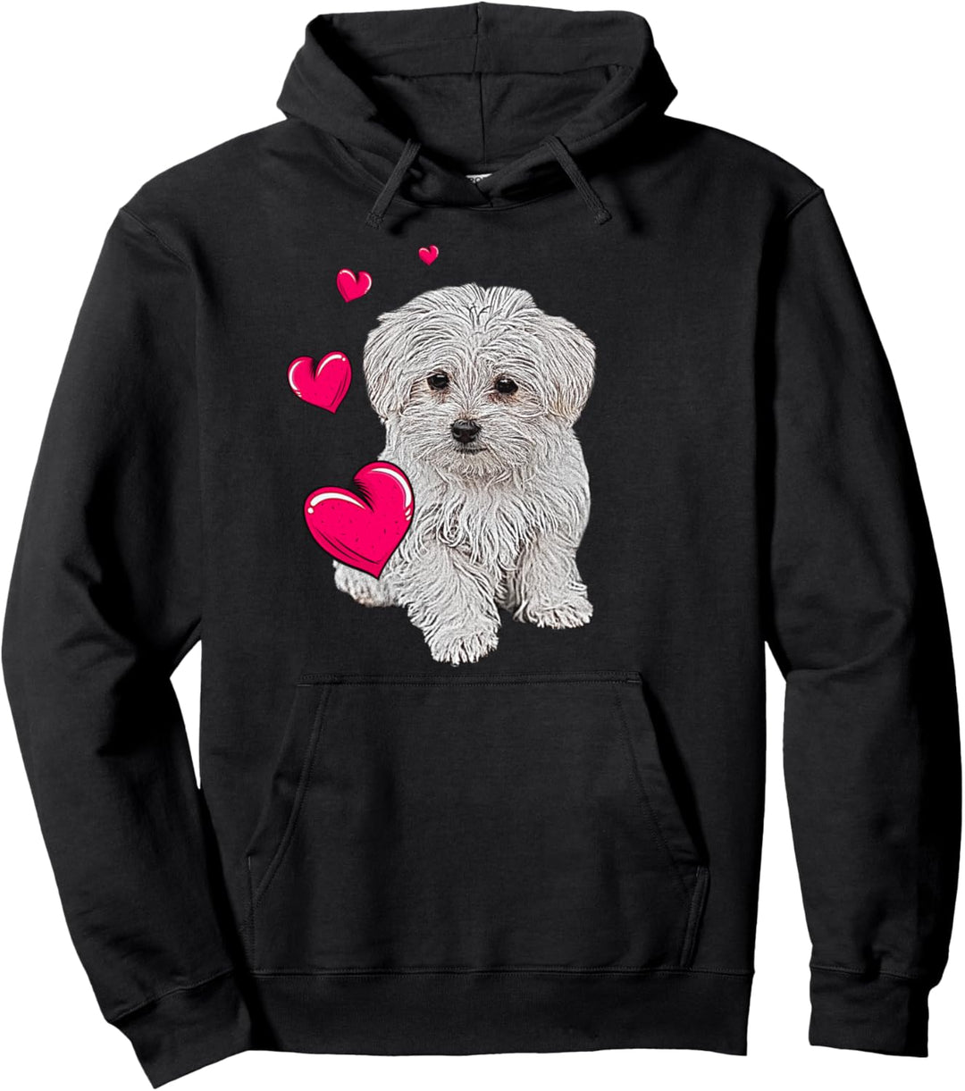 Shirt mit Malteser Hund und Herz lustiges Hundemotiv Pullover Hoodie