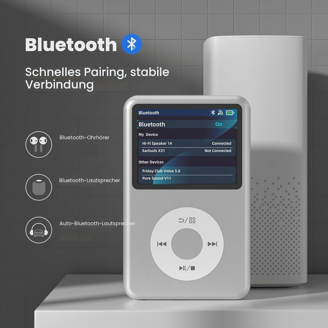 Innioasis Y1 64GB MP3 Player - Zeitlose Klasse: Touch Wheel-Steuerung, Bluetooth, Video-Player, Hörb