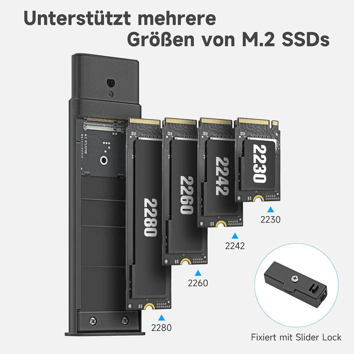 RSHTECH M.2 NVMe SSD Gehäuse Aluminium USB 3.1/3.2 Gen2 10Gbps M2 NVMe Gehäuse-Adapter Externe Thund