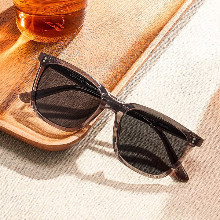 CARFIA Polarisierte Herren Sonnenbrille mit Rechteckig Acetatrahmen, 100% UV-Schutz Sportliche Sonne