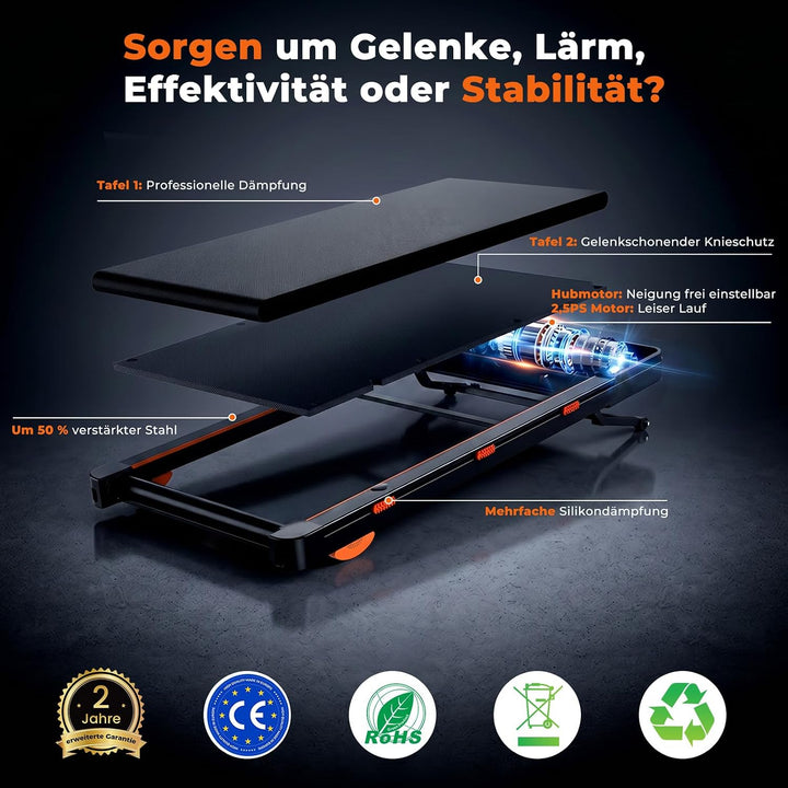 JAGJOG Walking Pad mit 16% Auto Steigung und Bluetooth Lautsprecher | 2,5PS Motor, APP und Fernbedie