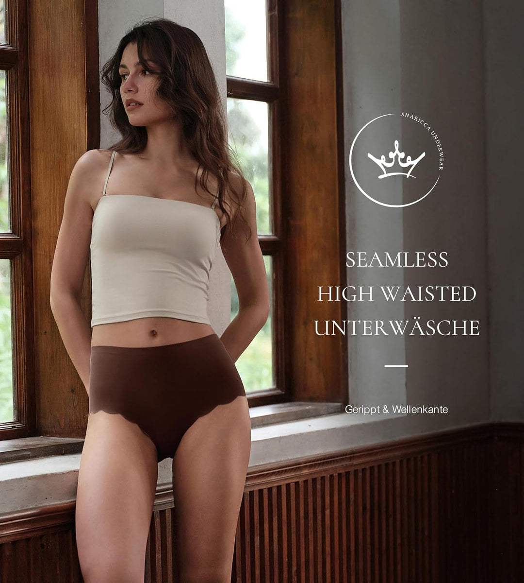 SHARICCA Nahtlos Slips Unterwäsche Damen Hohe Taille Bequeme Seamless Hipster Slips No Show Unterhos