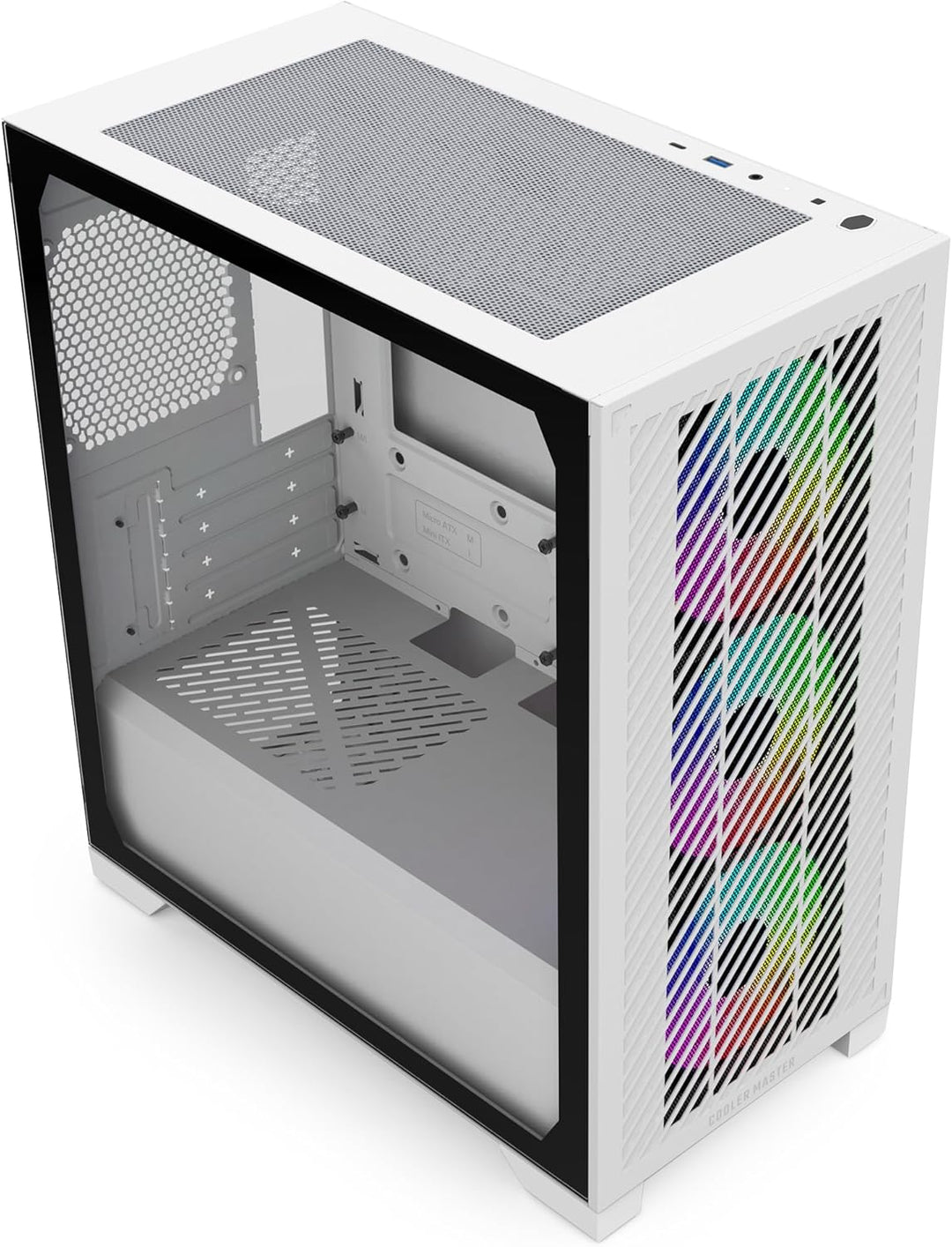 Cooler Master Elite 301 weiss – Mini-Tower (Micro-ATX, ITX), 3 x 120 mm ARGB-Ansauglüfter (1200 U/mi