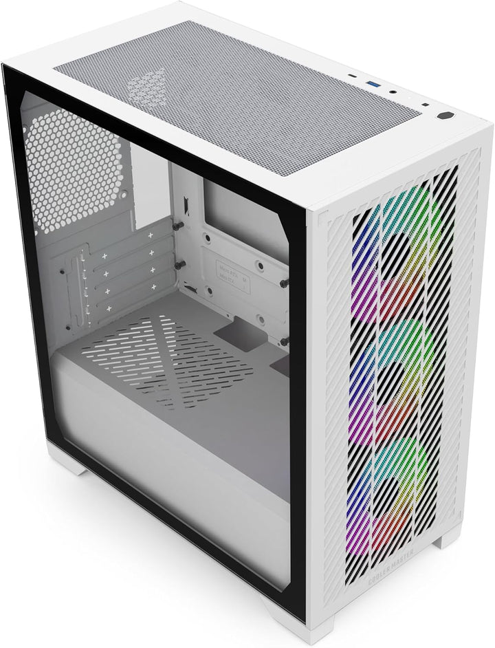 Cooler Master Elite 301 weiss – Mini-Tower (Micro-ATX, ITX), 3 x 120 mm ARGB-Ansauglüfter (1200 U/mi