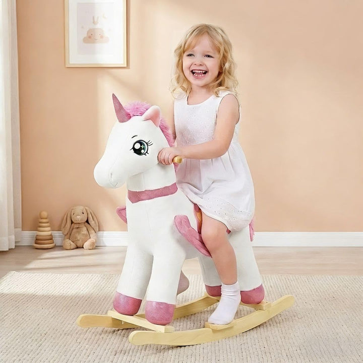 FUNLIO Einhorn-Schaukelpferd für Babys, Regenbogenfee-Einhorn-Schaukelpferd für Kinder 3-7 Jahre, Pl
