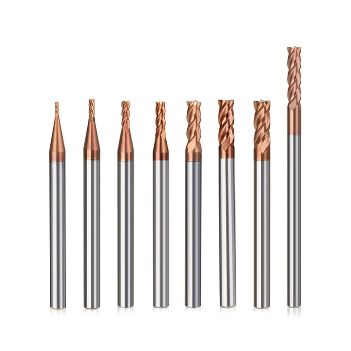 8 Stücke Fräser Schaftfräser Hartmetall 4-Flöte, 1-4mm CED TiSiN Coat Spiralfräser Bit VHM CNC Bohra