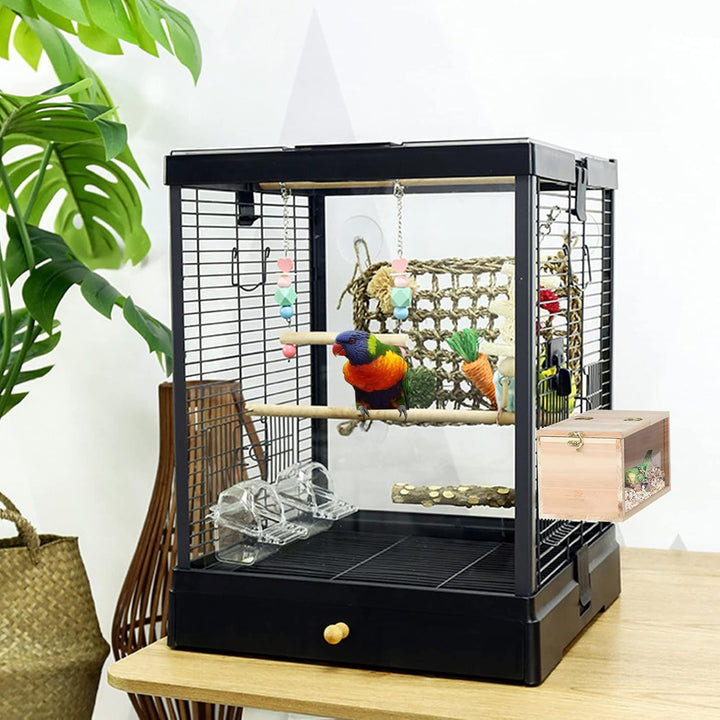 Sittich Nistkasten Vogelhaus, Wellensittich Nistkasten Transparentes Design, Vogelhäuschen aus Natur