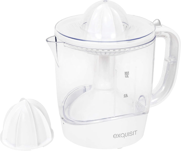 Exquisit Zitruspresse ZP 3001 wet | Saftpresse mit 2 unterschiedlichen Presskegeln | Links- und Rech