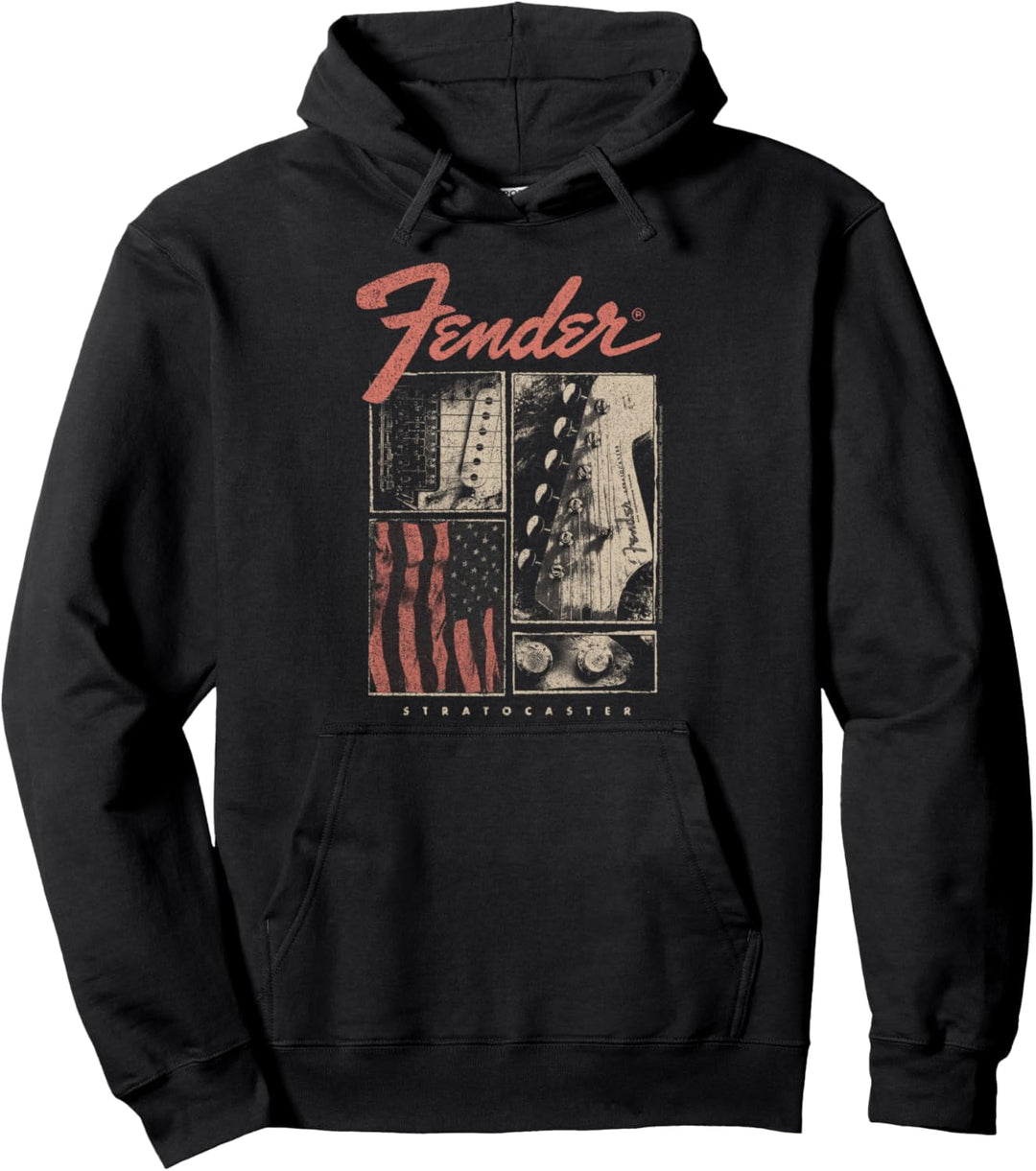 Fender American Flag Guitar Panels Outline Pullover Hoodie