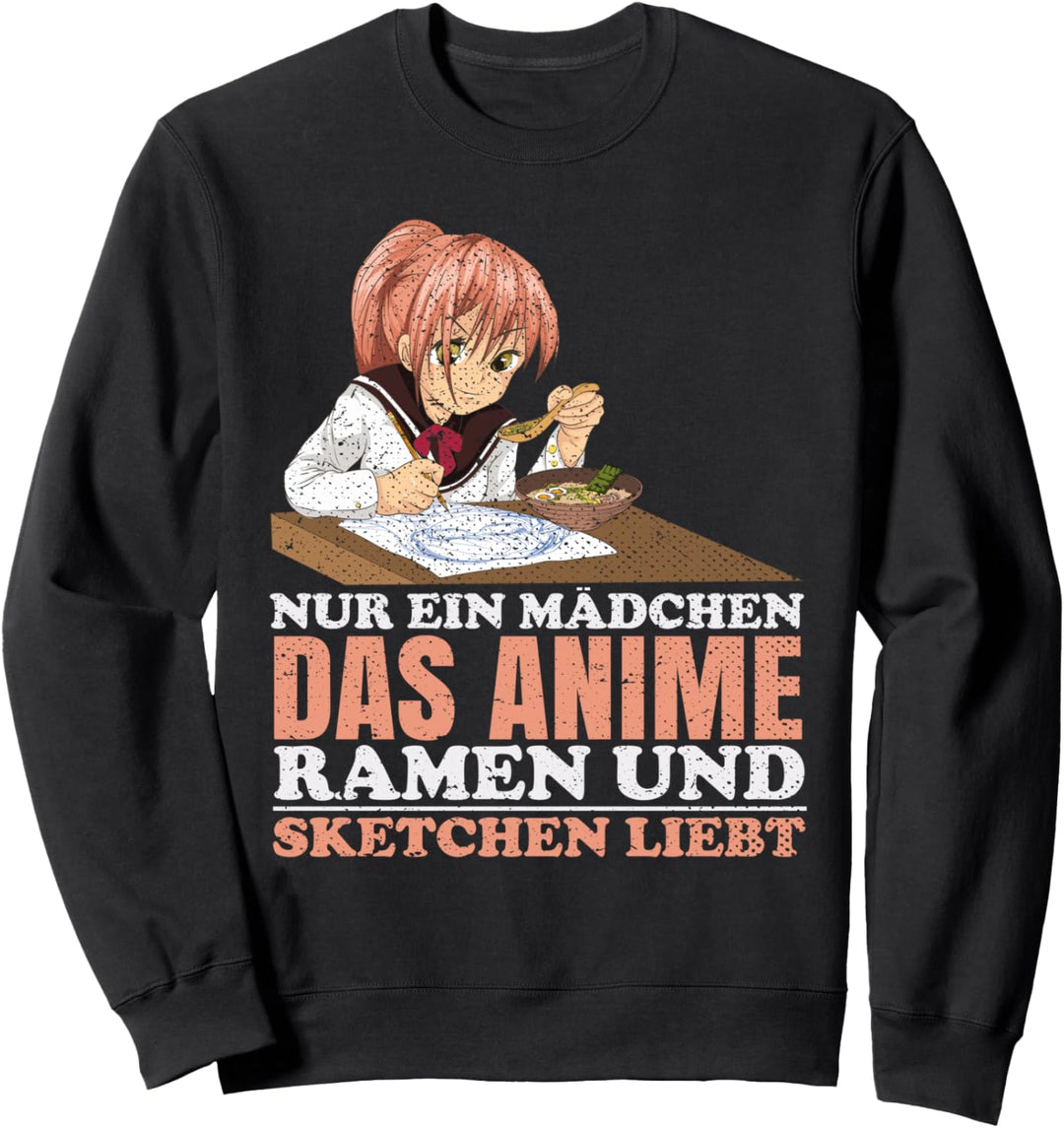 Nur ein Mädchen das Anime Ramen und Sketchen liebt Anime Sweatshirt