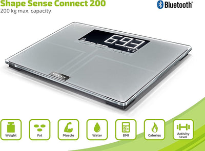 Soehnle Körperanalysewaage Shape Sense Connect 200 mit Bluetooth, digitale Personenwaage für Premium