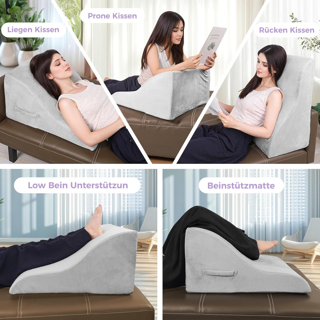 Babenest Kurvenform Keilkissen, Ergonomisches Orthopädisches Rückenkissen Hochdichter Schaumstoff Vi