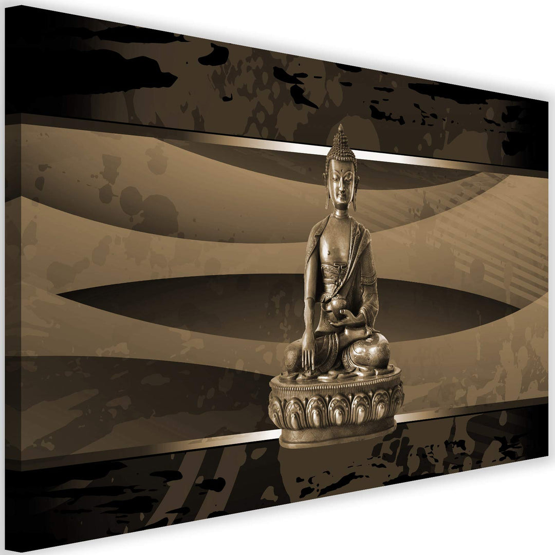 Wanddeko XXL Buddha Leinwandbild 5 Teilig Abstraktion Figur Spa Zen braun 100x70 cm Leinwandbild 100