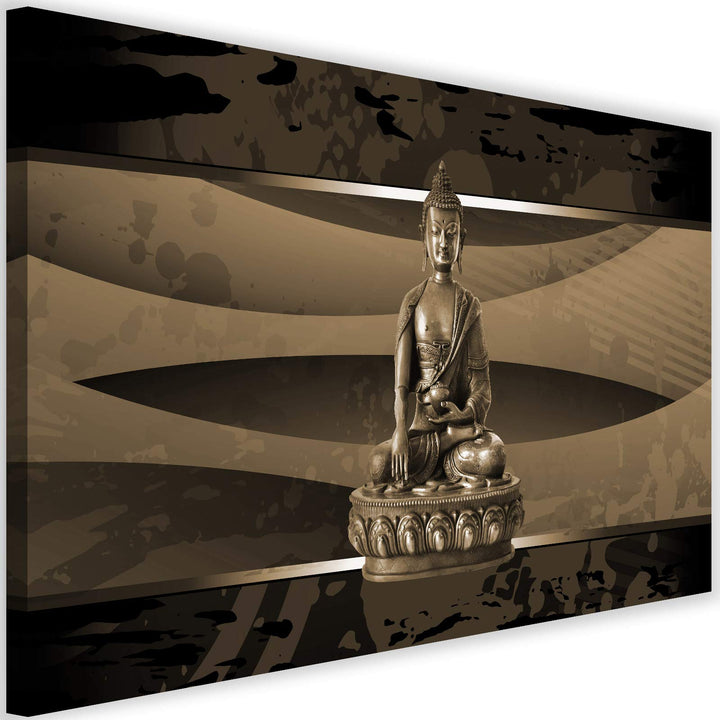 Wanddeko XXL Buddha Leinwandbild 5 Teilig Abstraktion Figur Spa Zen braun 100x70 cm Leinwandbild 100