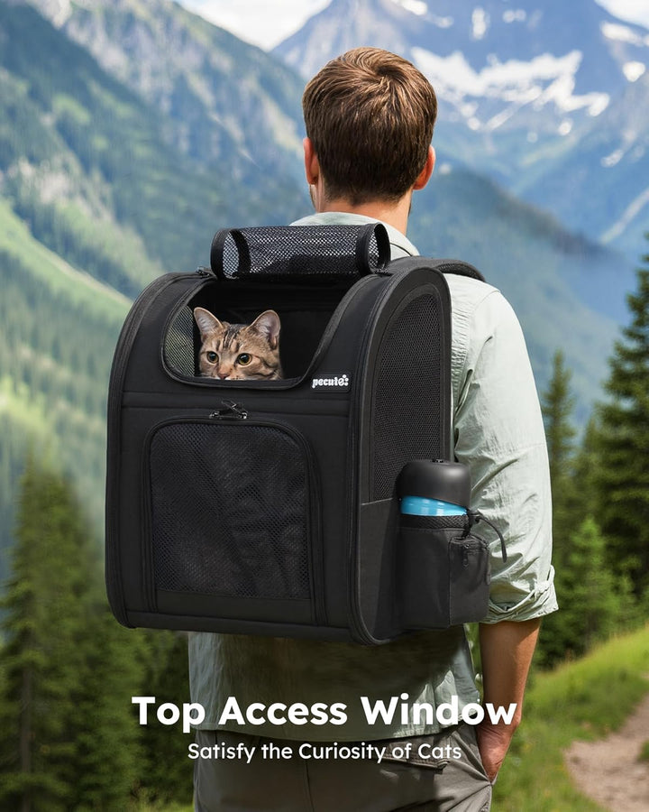 pecute Haustier Rucksack mit Netzfenster, Tragbare und Faltbare Katzentasche, Atmungsaktive und Leic