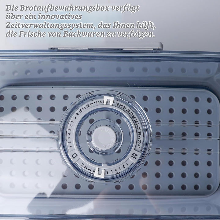BAIFULAI Brotkasten Brotbox, Brot Aufbewahrungsbox, lebensmittelechtes PET-Material, Zeitaufzeichnun