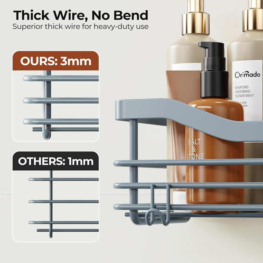 Orimade Duschregal ohne Bohren SUS304 Edelstahl Duschablage mit 5 Haken Duschkörbe für Bad Küche Toi
