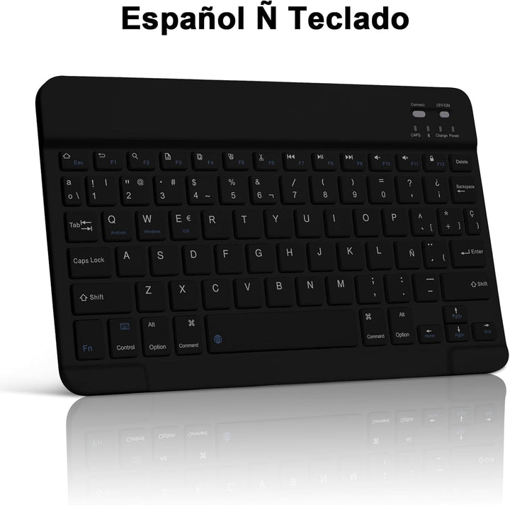 Bettdow für Samsung Galaxy Tab S9 FE/S9 2023 Tastatur Hülle, Schwarz (Spanisch), Schwarz