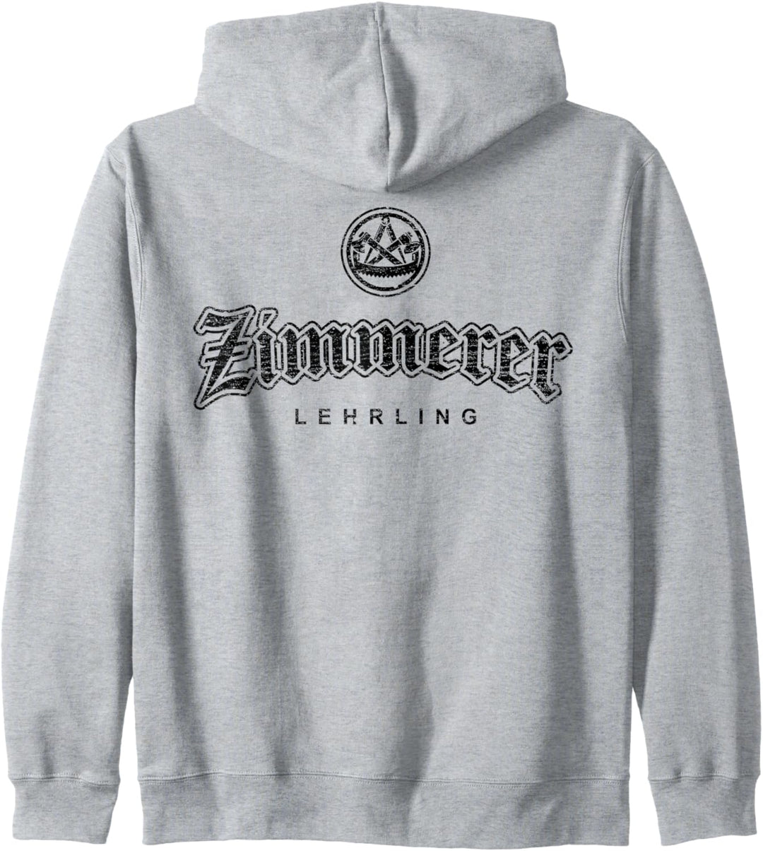 Zunftzeichen Zimmerer Lehrling in alt-gotischer Schrift Kapuzenjacke