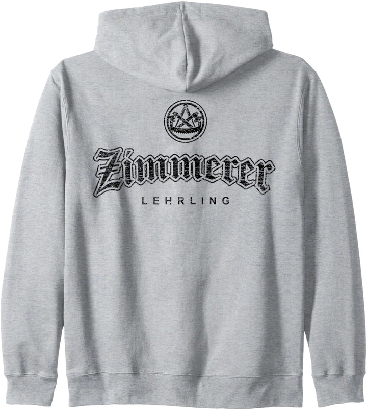 Zunftzeichen Zimmerer Lehrling in alt-gotischer Schrift Kapuzenjacke