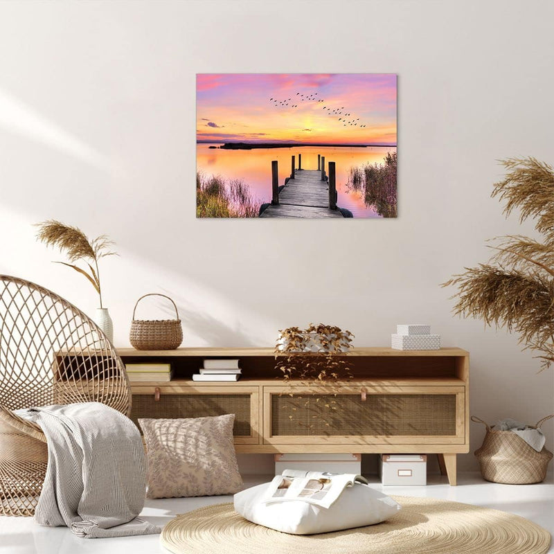 Bilder auf Leinwand Fussgängerbrücke Sommer Menschen Liebe Leinwandbild 70x50cm Wandbilder Dekoratio