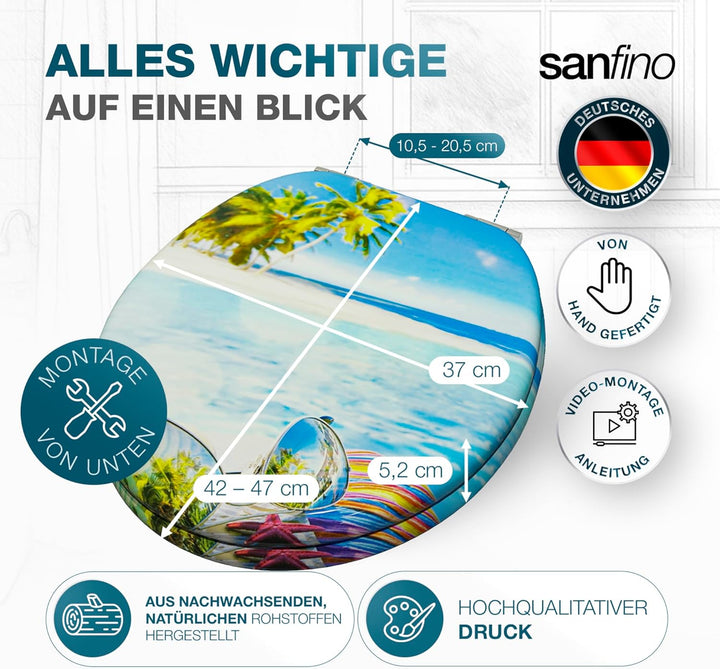 Premium WC Sitz mit Absenkautomatik – hochwertige Toilettendeckel aus Holz, viele bunte Motive, hohe