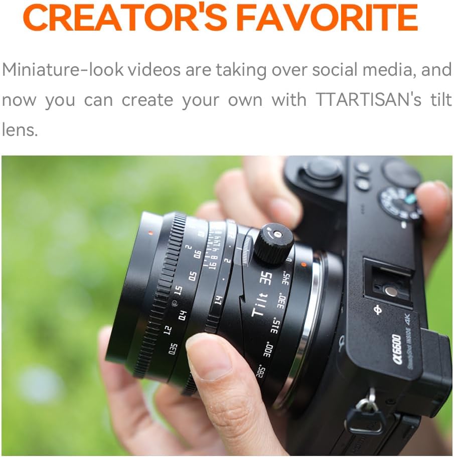 TTArtisan 35 mm TILT F1.4 APS-C Metallgehäuse, kompatibel mit Fuji FX Mount, Schwarz