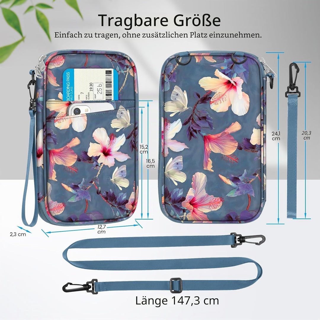 FINTIE Reisepass Tasche Familie Reiseorganizer, RFID-Blockier Wasserdicht Handytasche Reisepasshülle