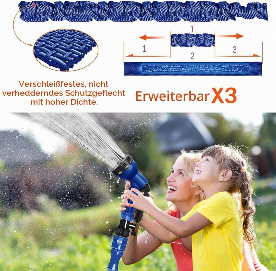 Gartenschlauch Flexibel, Wasserschlauch Dehnbar Flexibler Gartenschlauch 15 m mit 7 Funktionen Garte