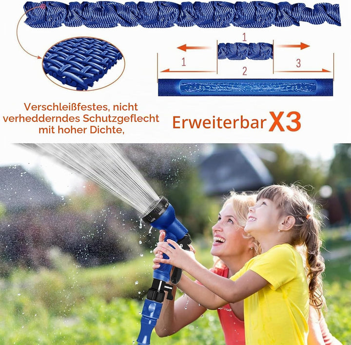 Gartenschlauch Flexibel, Wasserschlauch Dehnbar Flexibler Gartenschlauch 15 m mit 7 Funktionen Garte