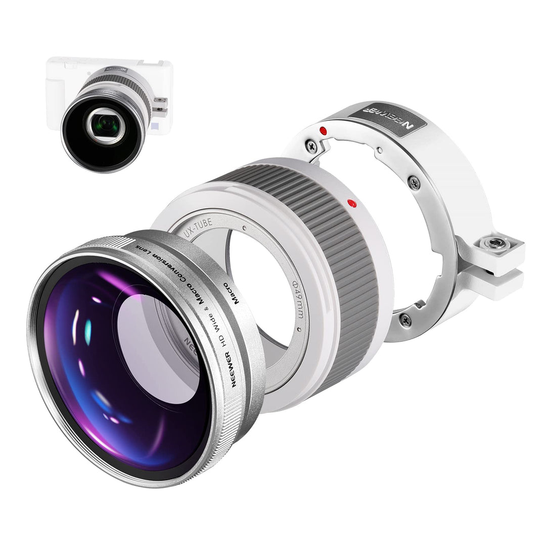 NEEWER Weitwinkelobjektiv kompatibel mit Sony ZV1 Kamera, 2 in 1 18mm HD Weitwinkel und 10 Fach Makr