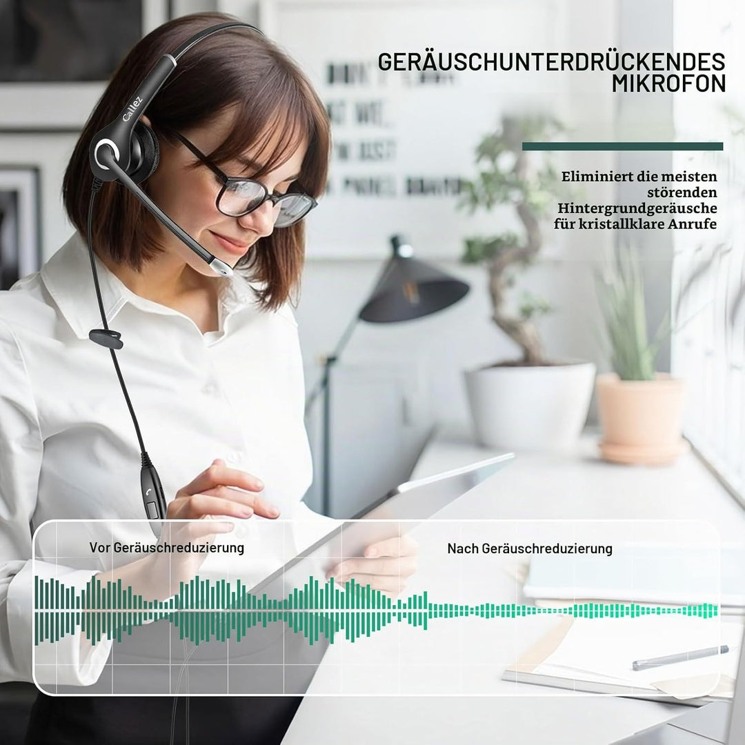 3,5mm Klinke Laptop Headset mit Mikrofon Noise Cancelling, USB-C Headset Handy mit Kabel für iPhone