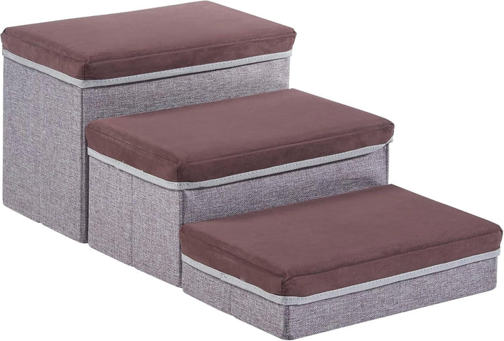 [en.casa] Hundetreppe Vojens mit Stauraum 75x40x30 cm Braun/Grau | Hunderampe, Katzentreppe, Haustie