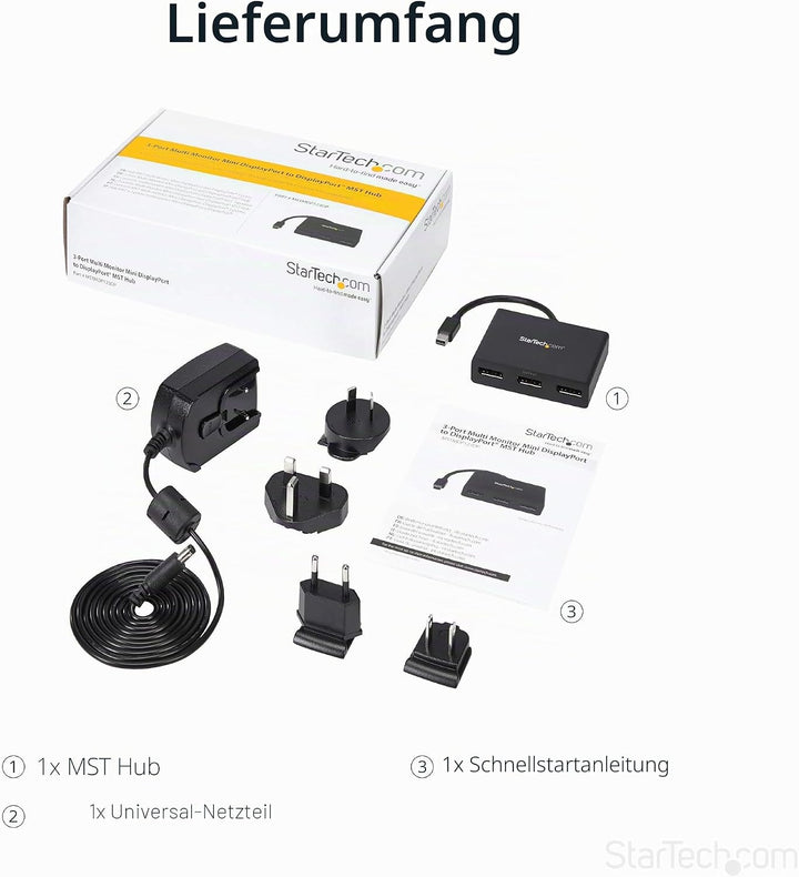 StarTech.com Mini DisplayPort 1.2 auf DisplayPort MST Hub - Triple Head mDP/ DP Multi Stream Transpo