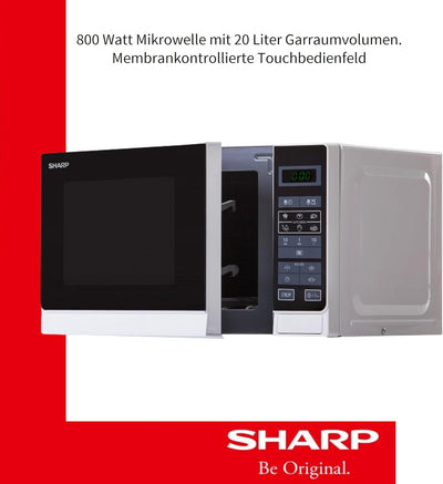 Sharp R242INW Solo-Mikrowelle / 20 L / 800 W / 5 Leistungsstufen / 8 Automatikprogramme / Gewicht- u